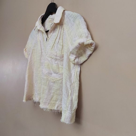 We The Free By Free People | Away at Sea Striped Frayed-Hem Shirt - Picture 5 of 7